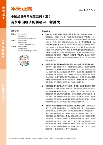 中国经济开年展望系列(三):当前中国经济的新趋向、新挑战-20230118-平安证券-18页