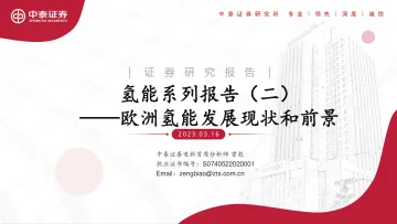 氢能行业系列报告(二):欧洲氢能发展现状和前景-20230316-中泰证券-20页