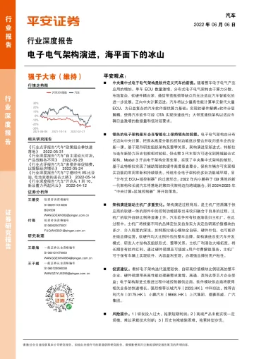 汽车行业深度报告:电子电气架构演进,海平面下的冰山-20220606-平安证券-35页