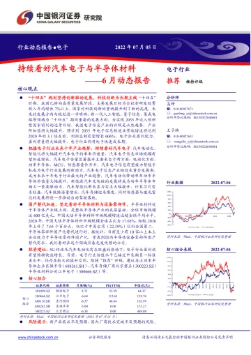 电子行业6月动态报告:持续看好汽车电子与半导体材料-20220705-银河证券-29页