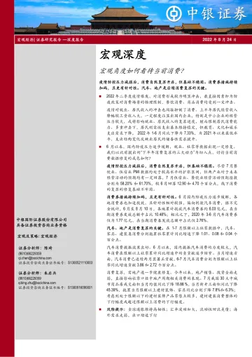 宏观深度:宏观角度如何看待当前消费?-20220824-中银国际-21页