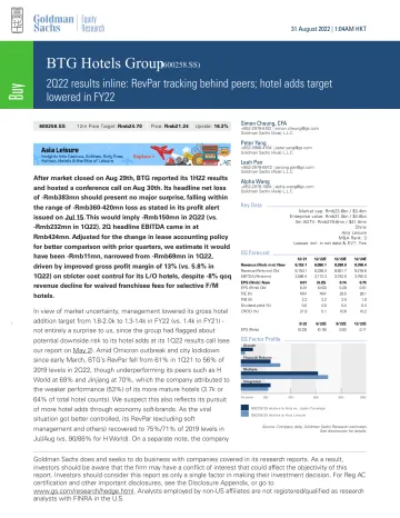 BTG Hotels Group (600258.SS)_ 2Q22 results inline_ RevPar tracking behind peers; hotel adds target lowered in FY22(1)_1