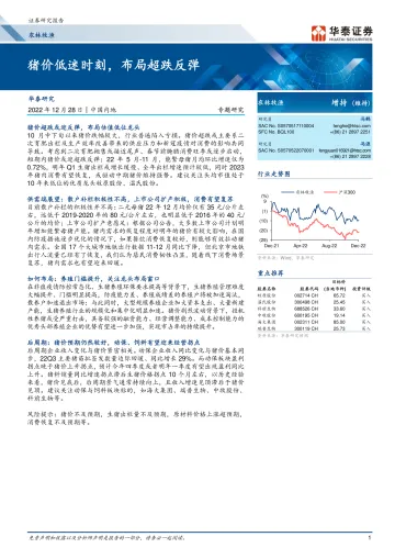 农林牧渔行业:猪价低迷时刻,布局超跌反弹-20221228-华泰证券-18页