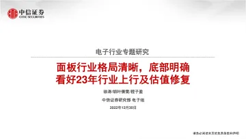 电子行业专题研究:面板行业格局清晰,底部明确,看好23年行业上行及估值修复-20221230-中信证券-90页