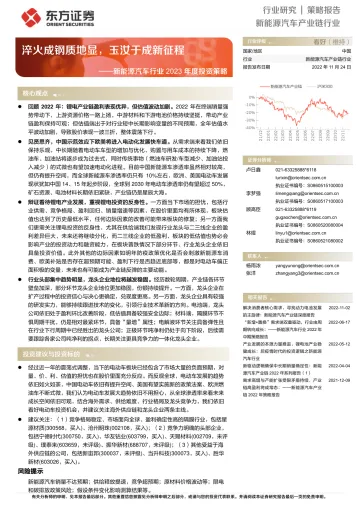 新能源汽车行业2023年度投资策略:淬火成钢质地显,玉汝于成新征程-20221124-东方证券-36页