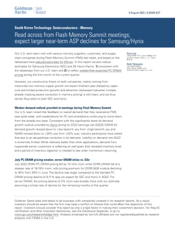 South Korea Technology_ Semiconductors - Memory_ Read across from Flash Memory Summit meetings; expect larger near-term ASP d...(1)