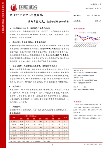 电子行业2023年度策略:周期有望见底,安全&创新驱动成长-20230117-国联证券-59页