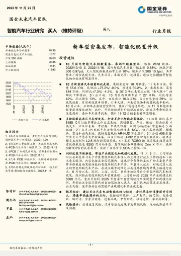 智能汽车行业月报:新车型密集发布,智能化配置升级-20221122-国金证券-24页