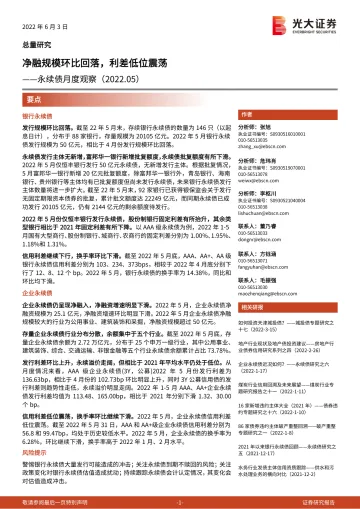 永续债月度观察(2022.05):净融规模环比回落,利差低位震荡-20220603-光大证券-15页