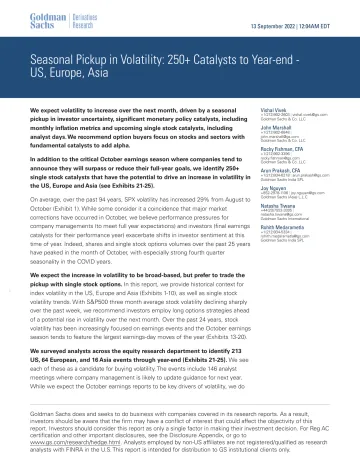 Seasonal Pickup in Volatility_ 250+ Catalysts to Year-end - US, Europe, Asia(1)