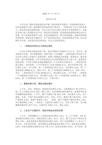 国家统计局：2022年上半年国民经济运行情况-19页-WN8