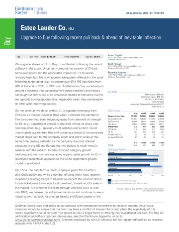 Estee Lauder Co. (EL)_ Upgrade to Buy following recent pull back & ahead of inevitable inflection(1)