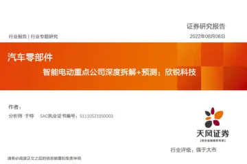 汽车零部件行业:智能电动重点公司深度拆解+预测,欣锐科技-20220808-天风证券-25页