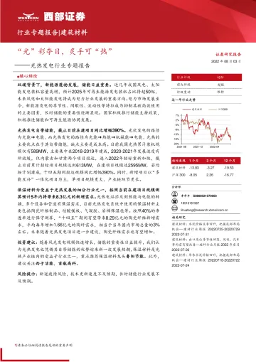 光热发电行业专题报告：“光”彩夺目，炙手可“热”-20220803-西部证券-20页