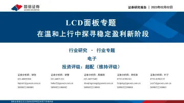 电子行业LCD面板专题：在温和上行中探寻稳定盈利新阶段-20230202-国信证券-43页