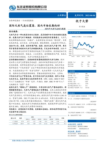 公用事业行业国内外天然气总结与展望：国际天然气高位震荡，国内市场长期向好-20220606-东北证券-34页
