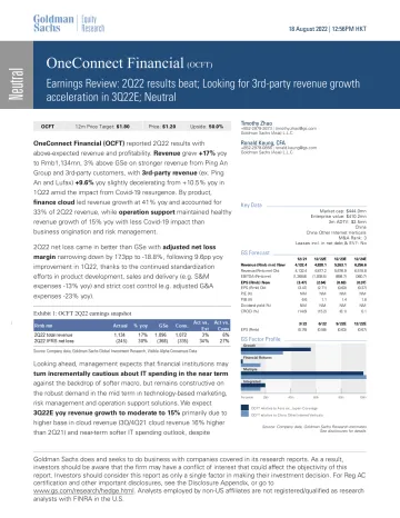 OneConnect Financial (OCFT)_ Earnings Review_ 2Q22 results beat; Looking for 3rd-party revenue growth acceleration in 3Q22E; ...(1)_1