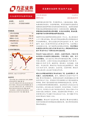 国防军工行业:深度解析相控阵TR组件产业链-20220820-方正证券-20页