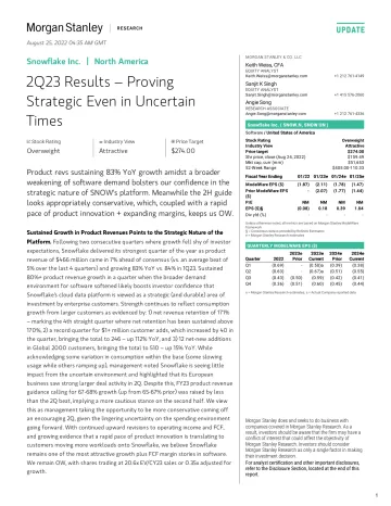 SNOW.N-Morgan Stanley-Snowflake Inc. 2Q23 Results – Proving Strategic Even in Unc.