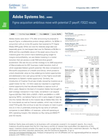 Adobe Systems Inc. (ADBE)_ Figma acquisition ambitious move with potential LT payoff; F3Q22 results(1)