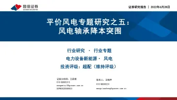 电力设备新能源行业平价风电专题研究之五:风电轴承降本突围-20220628-国信证券-49页