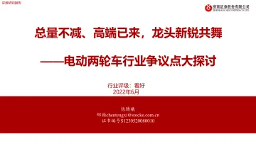 电动两轮车行业争议点大探讨:总量不减、高端已来,龙头新锐共舞-20220607-浙商证券-38页