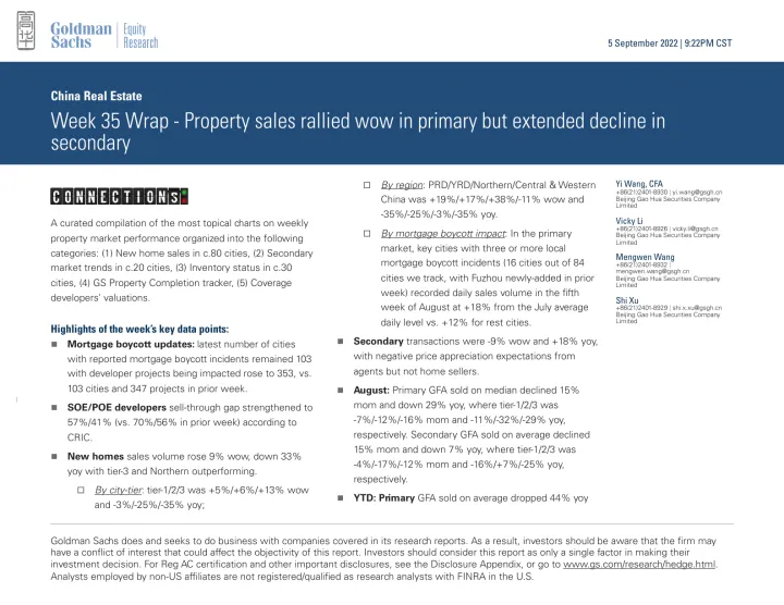 China Real Estate_ Week 35 Wrap - Property sales rallied wow in primary but extended decline in secondary(1)