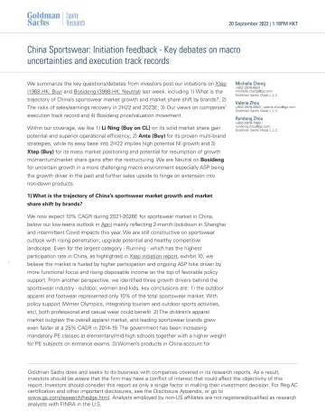China Sportswear_ Initiation feedback - Key debates on macro uncertainties and execution track records(1)