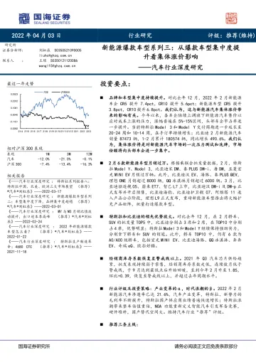 汽车行业深度研究:新能源爆款车型系列三,从爆款车型集中度提升看集体涨价影响-20220403-国海证券-23页