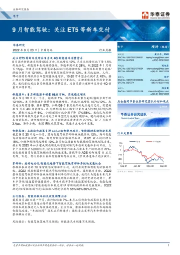 电子行业月报:9月智能驾驶,关注ET5等新车交付-20220923-华泰证券-34页