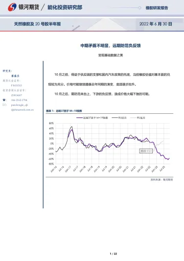 天然橡胶及20号胶半年报:中期矛盾不明显,远期防范负反馈-20220630-银河期货-22页