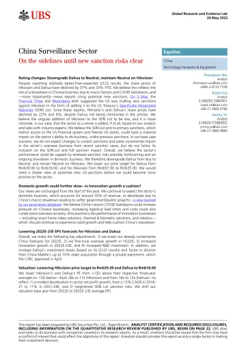 瑞银-中国科技行业-在新的制裁风险消除之前保持观望-2022.5.24-30页