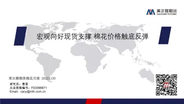 棉花月报：宏观向好现货支撑，棉花价格触底反弹-20221201-美尔雅期货-19页