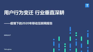 用户行为变迁 行业垂直深耕——疫情下的2020年移动互联网报告-TalkingData-20210407_1