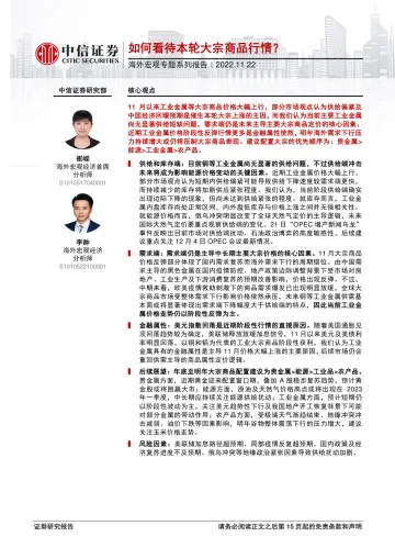 海外宏观专题系列报告:如何看待本轮大宗商品行情?-20221122-中信证券-16页