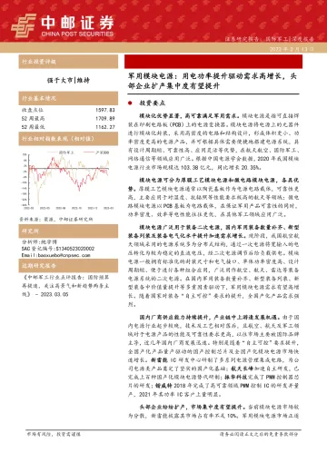 国防军工行业军用模块电源:用电功率提升驱动需求高增长,头部企业扩产集中度有望提升-20230313-中邮证券-42页