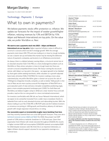 Morgan Stanley-Technology - Payments What to own in payments