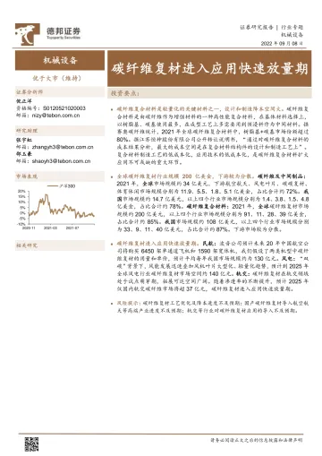 机械设备行业专题:碳纤维复材进入应用快速放量期-20220908-德邦证券-21有