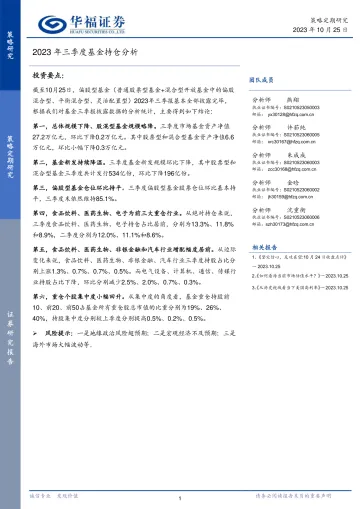 2023年三季度基金持仓分析-20231025-华福证券-16页