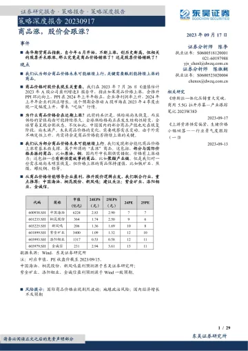 策略深度报告:商品涨,股价会跟涨?-20230917-东吴证券-29页
