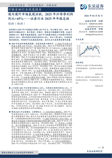 证券行业2025年年报总结:境内境外市场表现活跃,2025年归母净利润同比+45%-东吴证券 听光Vic
