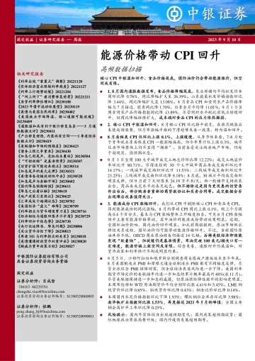 高频数据扫描:能源价格带动CPI回升-20230910-中银国际-22页