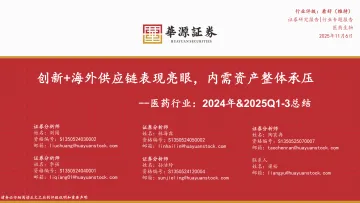 医药行业:2024年&2025Q1-3总结:创新+海外供应链表现亮眼,内需资产整体承压-华源证券 听光Vic
