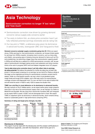 HSBC-亚太地区半导体及设备行业-半导体调整不再是“如果”,而是“何时”和“多少”-2022.5.3-61页