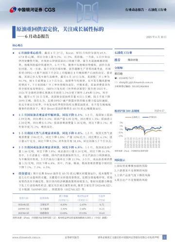石油化工行业6月动态报告:原油重回供需定价,关注成长属性标的-中国银河 听光Vic_1