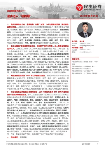 资金跟踪系列之二十一:逐步进入“模糊期”-20220509-民生证券-27页