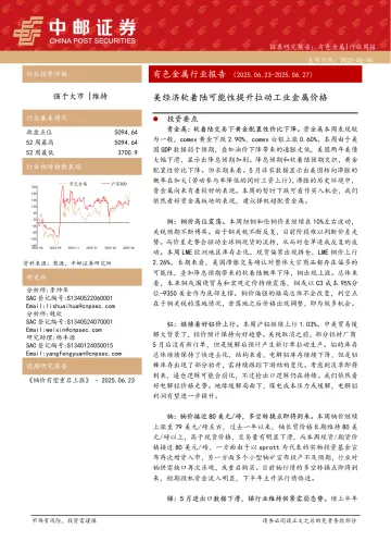 有色金属行业报告:美经济软着陆可能性提升拉动工业金属价格-中邮证券 听光Vic_1