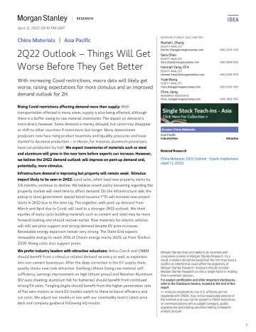 摩根士丹利-中国原材料行业-2022年第二季度展望:情况在好转之前会变得更糟-2022.4.12-40页
