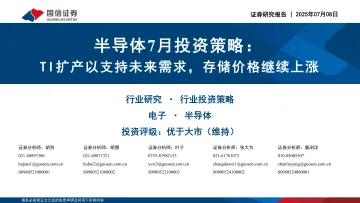 半导体7月投资策略:TI扩产以支持未来需求,存储价格继续上涨-国信证券 听光Vic_1