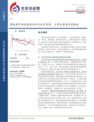 生物医药Ⅱ行业深度研究：带疱苗市场高速增长时代拉开序幕，大单品蓝海有望渐成-太平洋 听光Vic_1